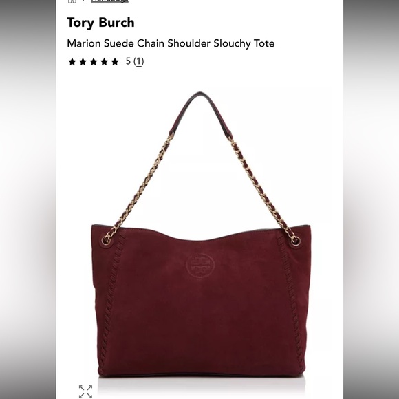 Tory Burch Marion suede chain shoulder slouchy tote - Picture 1 of 15